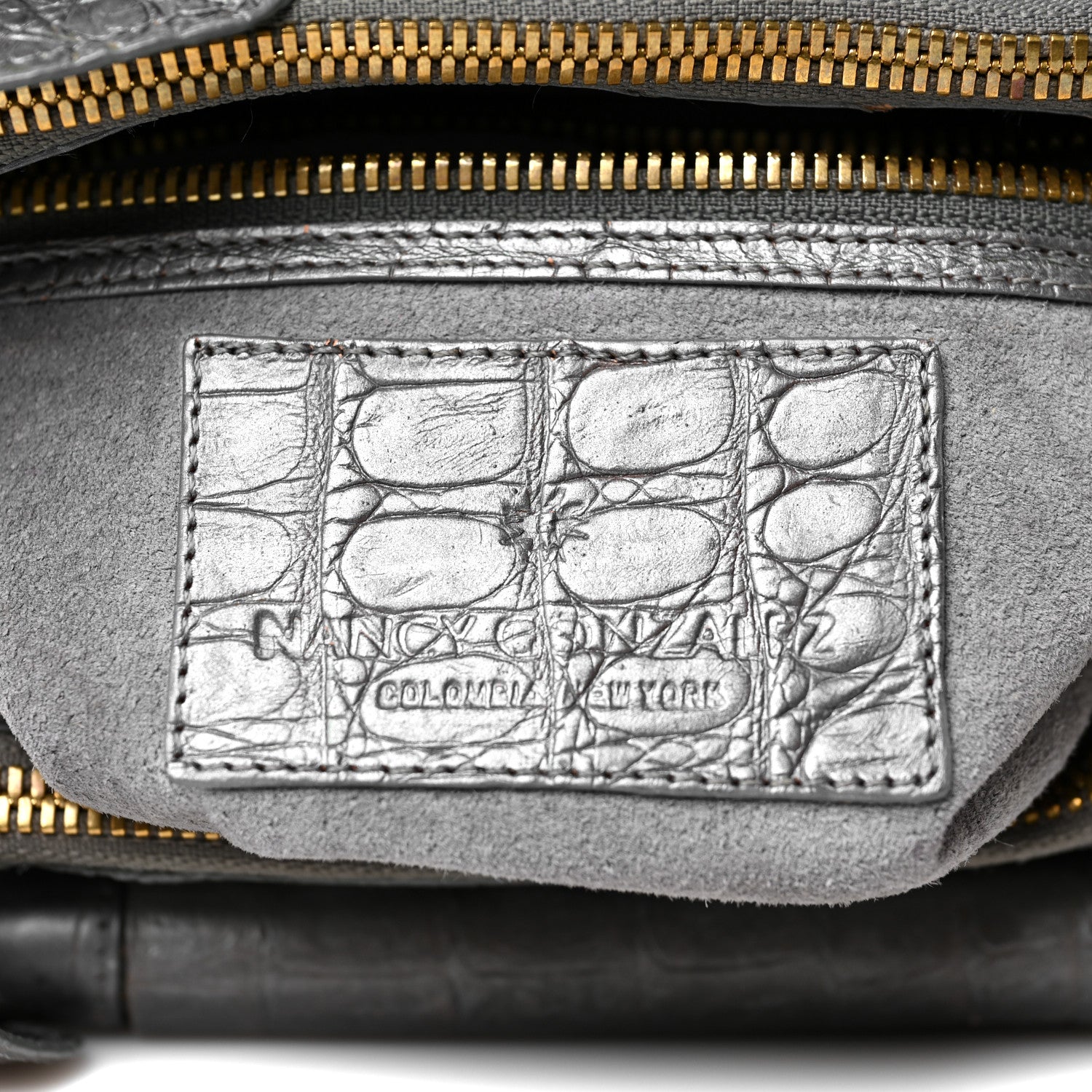 Nancy Gonzalez Metallic Crocodile Top Handle Shoulder Bag Anthracite 6 of 10