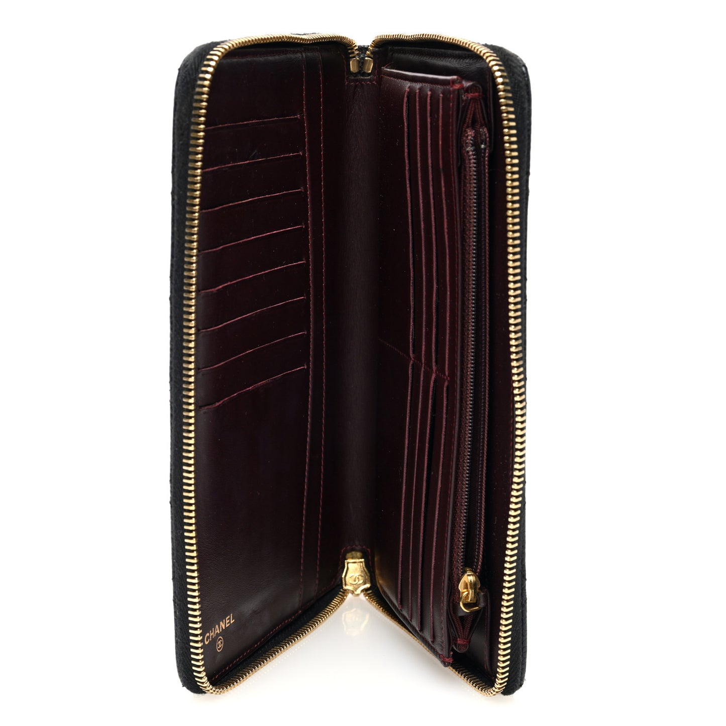 Caviar Quilted Large Zip Around Organizer Wallet Black