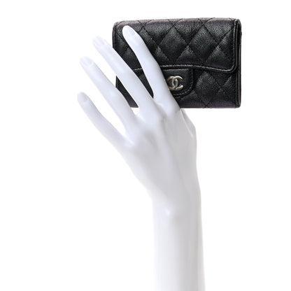 Chanel Iridescent Caviar Quilted Flap Card Holder Wallet Black 2 of 7
