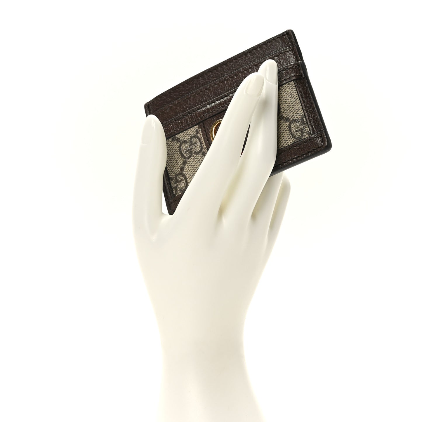 GG Supreme Monogram Ophidia Card Holder Brown