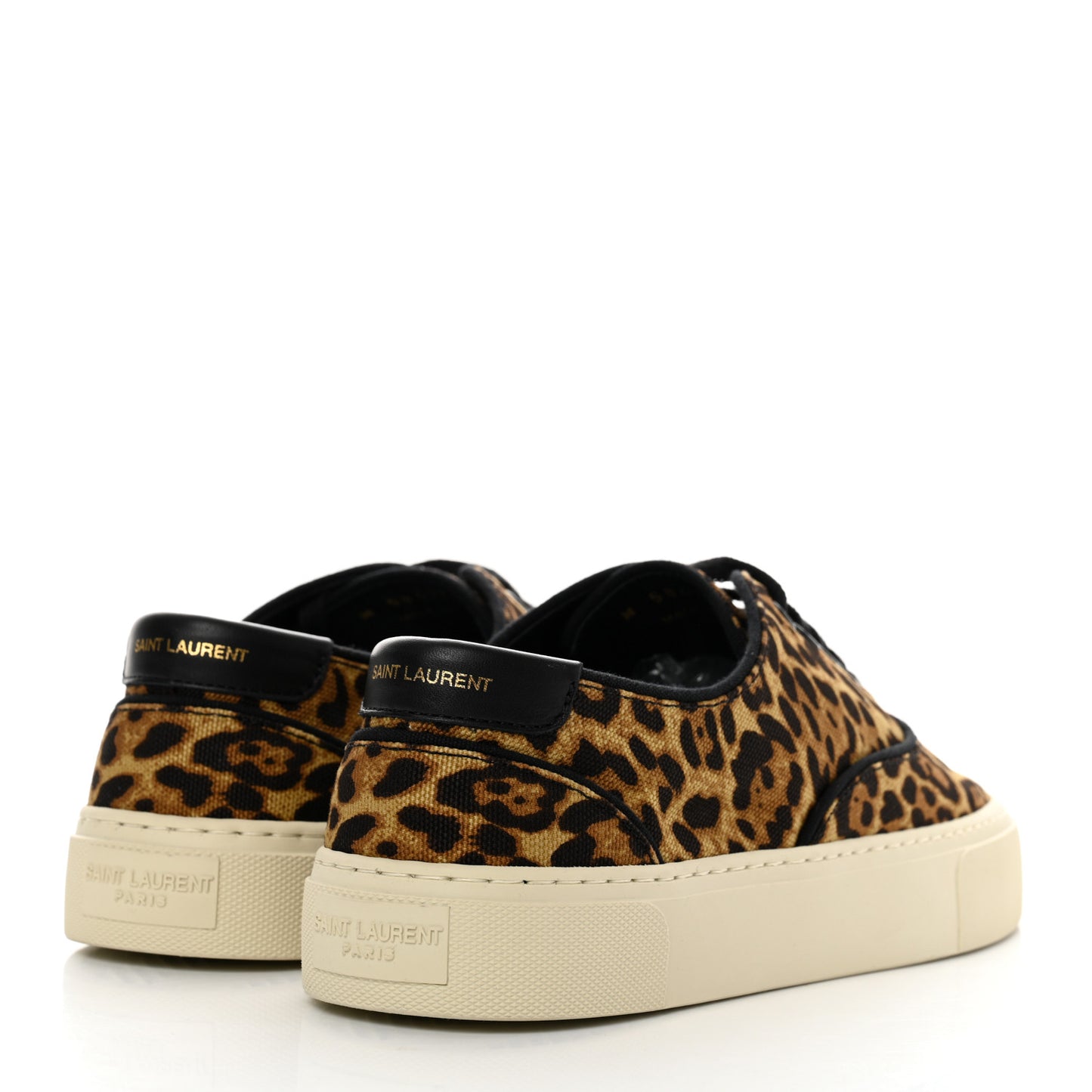 Canvas Leopard Print Venice Low Top Sneakers 39 Black