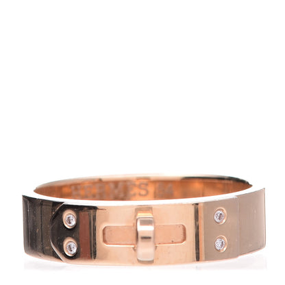Hermes 18K Rose Gold Diamond PM Kelly Ring 54 6.75 1 of 6