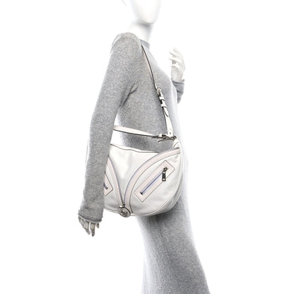 Versace Calfskin Medium Repeat Zip Hobo Optical White 2 of 9