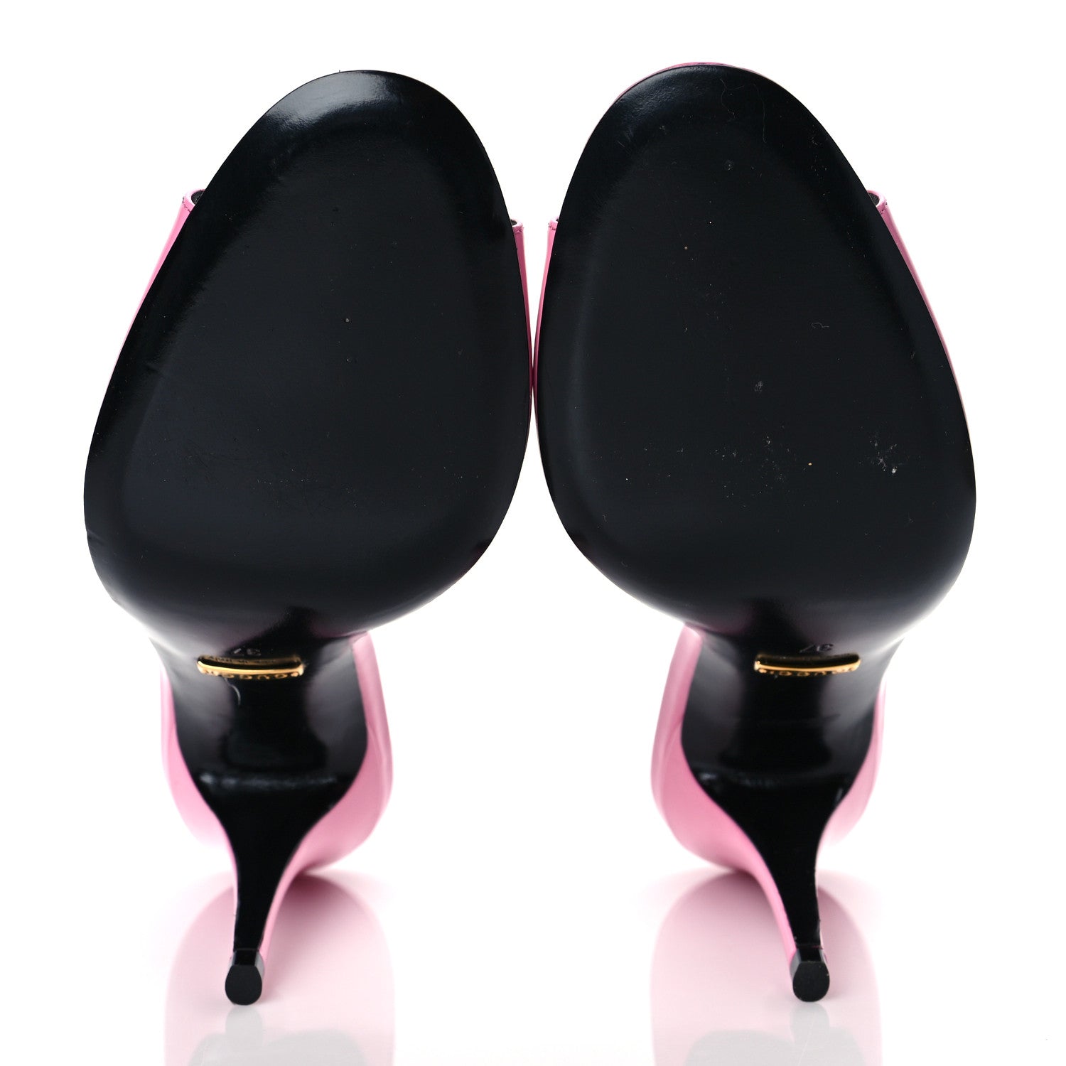 Gucci Polished Calfskin Scarlet Mid Heel Slide Sandals 37 Pink Plexi 5 of 10