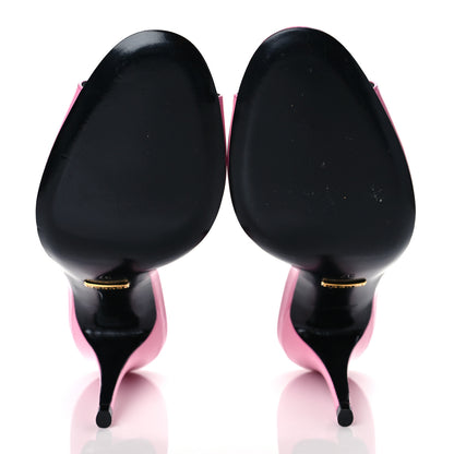 Gucci Polished Calfskin Scarlet Mid Heel Slide Sandals 37 Pink Plexi 5 of 10