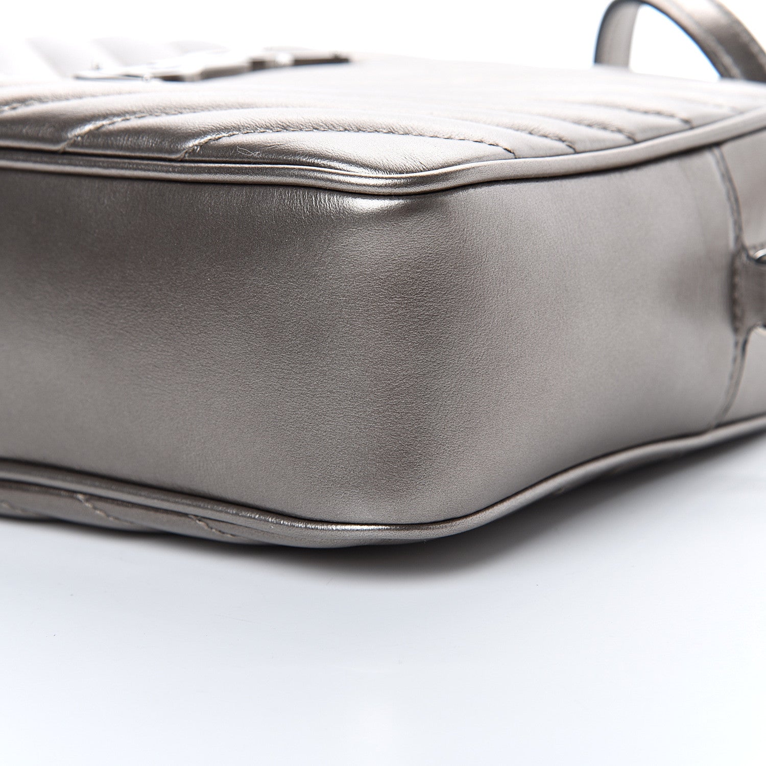Saint Laurent Metallic Calfskin Matelasse Monogram Lou Camera Bag Silver 9 of 10