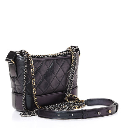 Chanel Aged Calfskin Quilted Small Gabrielle Hobo Black 2 of 10