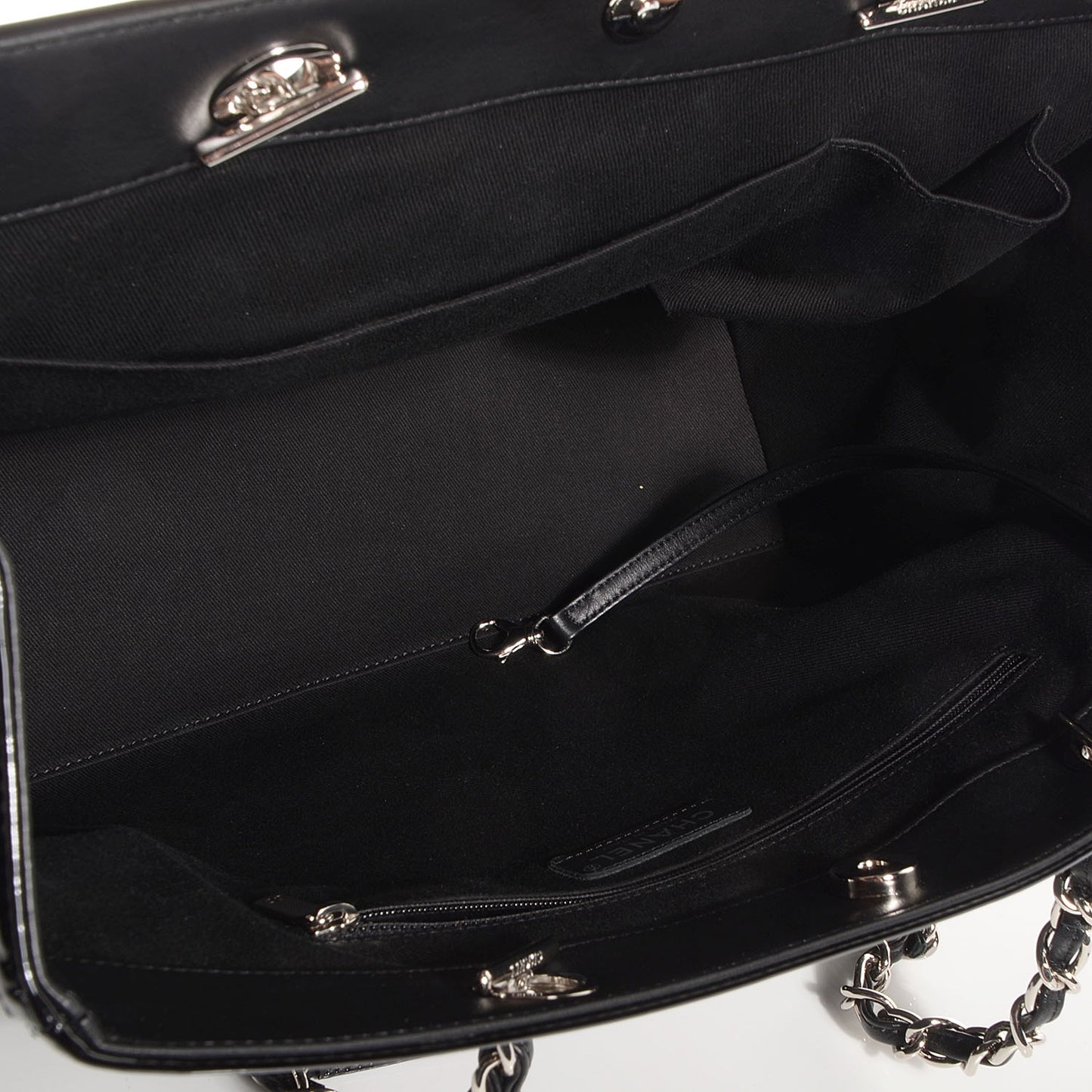 Patent Quilted Coco Shine Shopping Tote Black