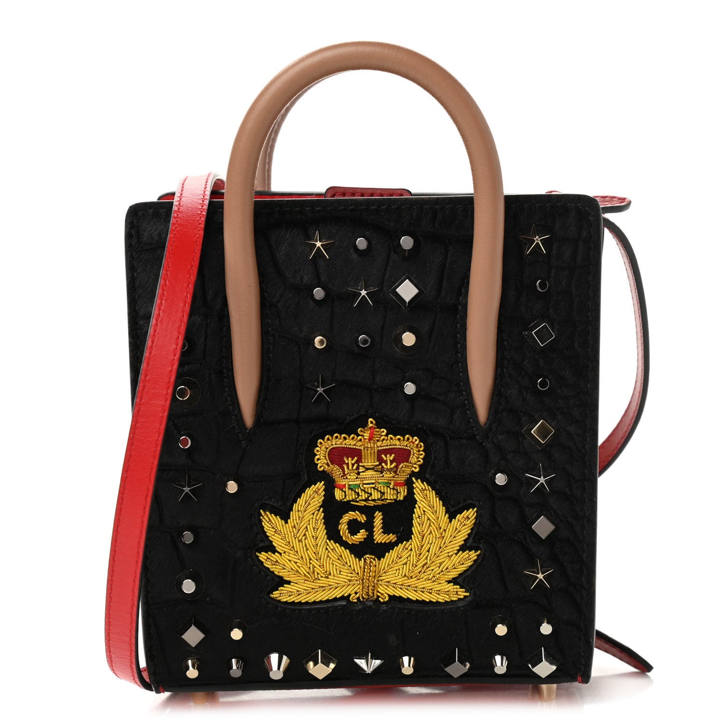 Calf Hair Calfskin Studded Nano Paloma Black