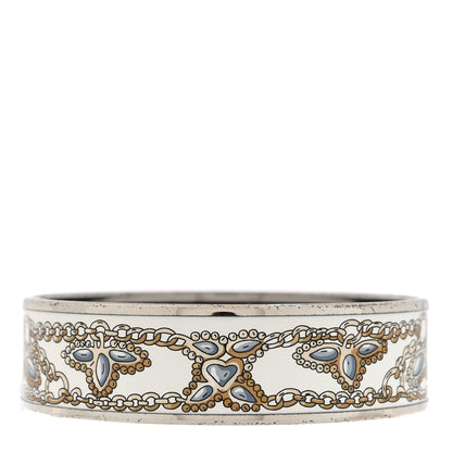 Hermes Enamel Printed Wide Bracelet M White 1 of 4