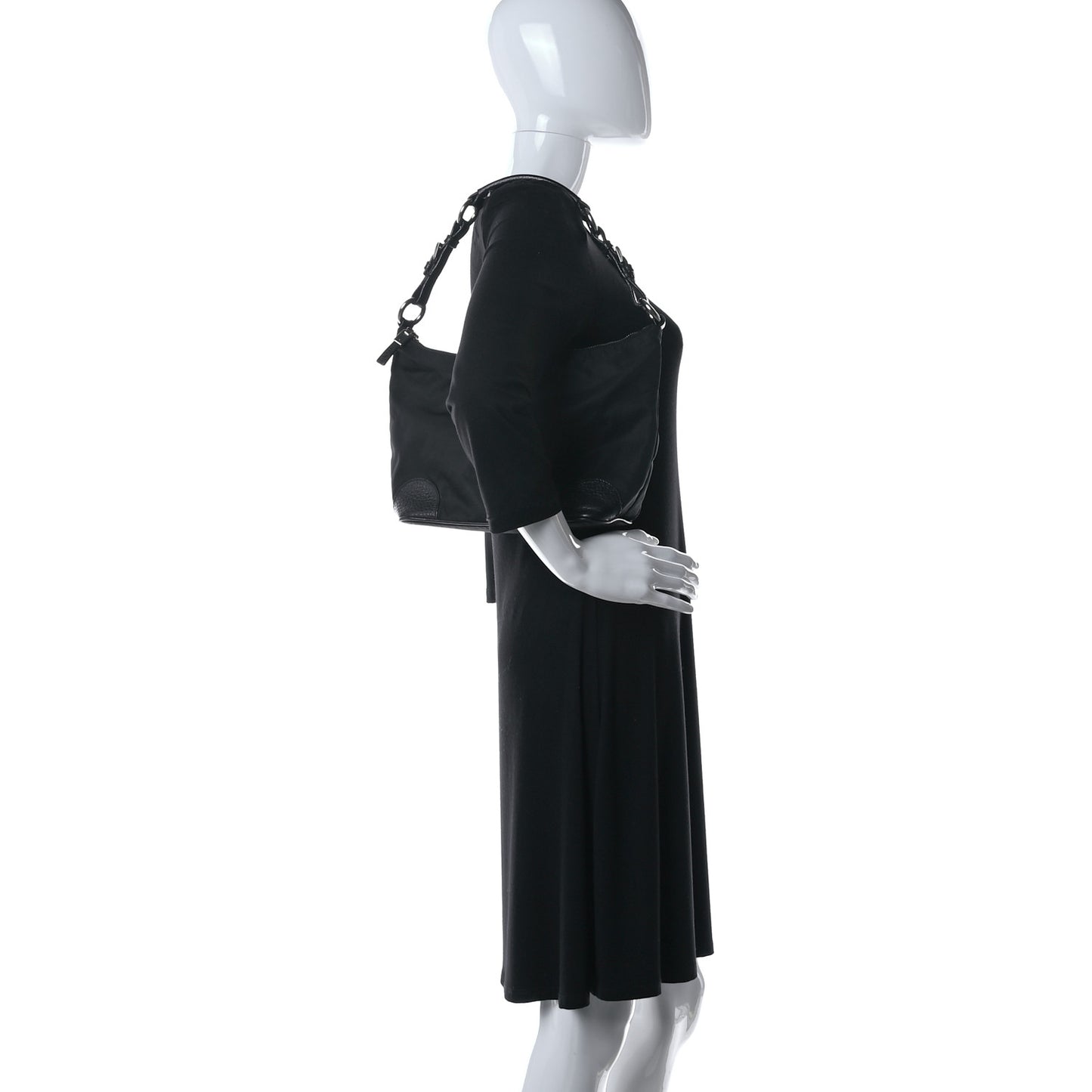 Tessuto Nylon Calfskin Hobo Black