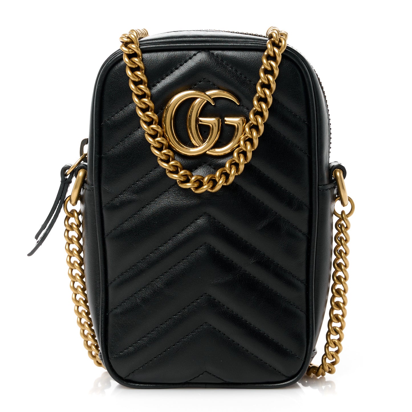Calfskin Matelasse Mini GG Marmont Crossbody Bag Black