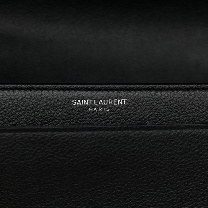 Saint Laurent Grained Calfskin Medium Monogram Sunset Satchel Black 6 of 12