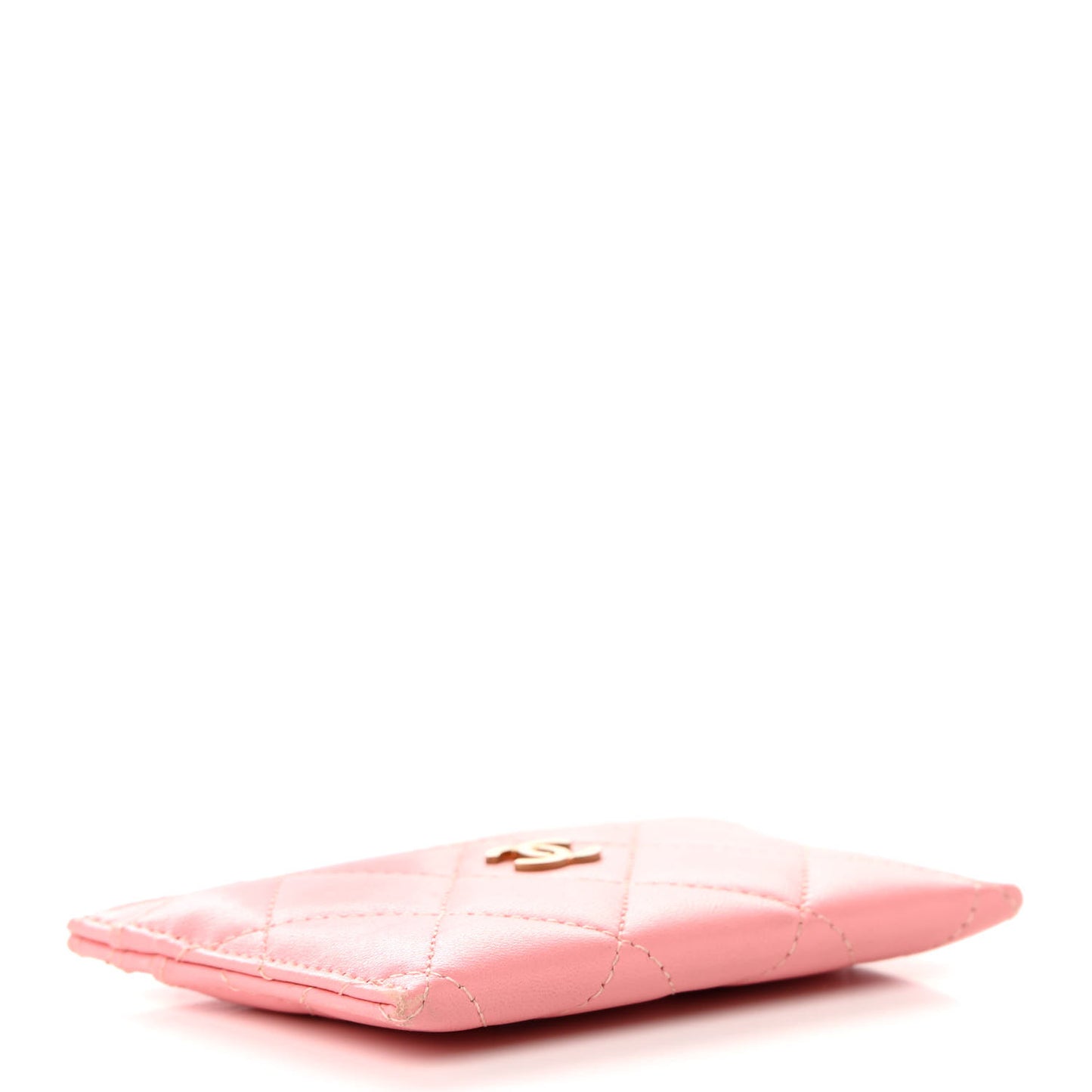 Lambskin Quilted Card Holder Pink