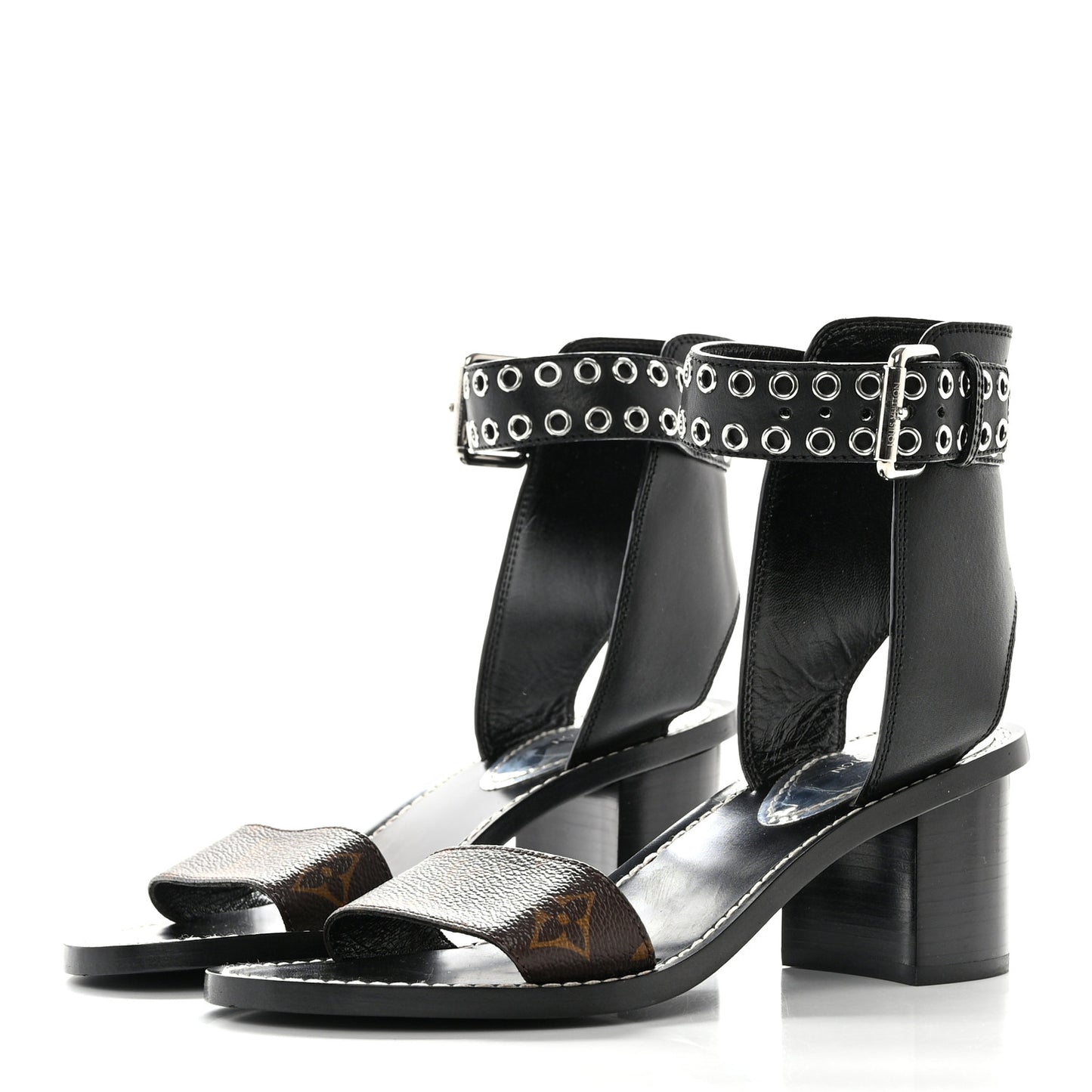 Calfskin Monogram Passenger Sandals 37.5 Black