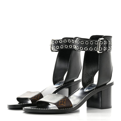 Louis Vuitton Calfskin Monogram Passenger Sandals 37.5 Black 3 of 10