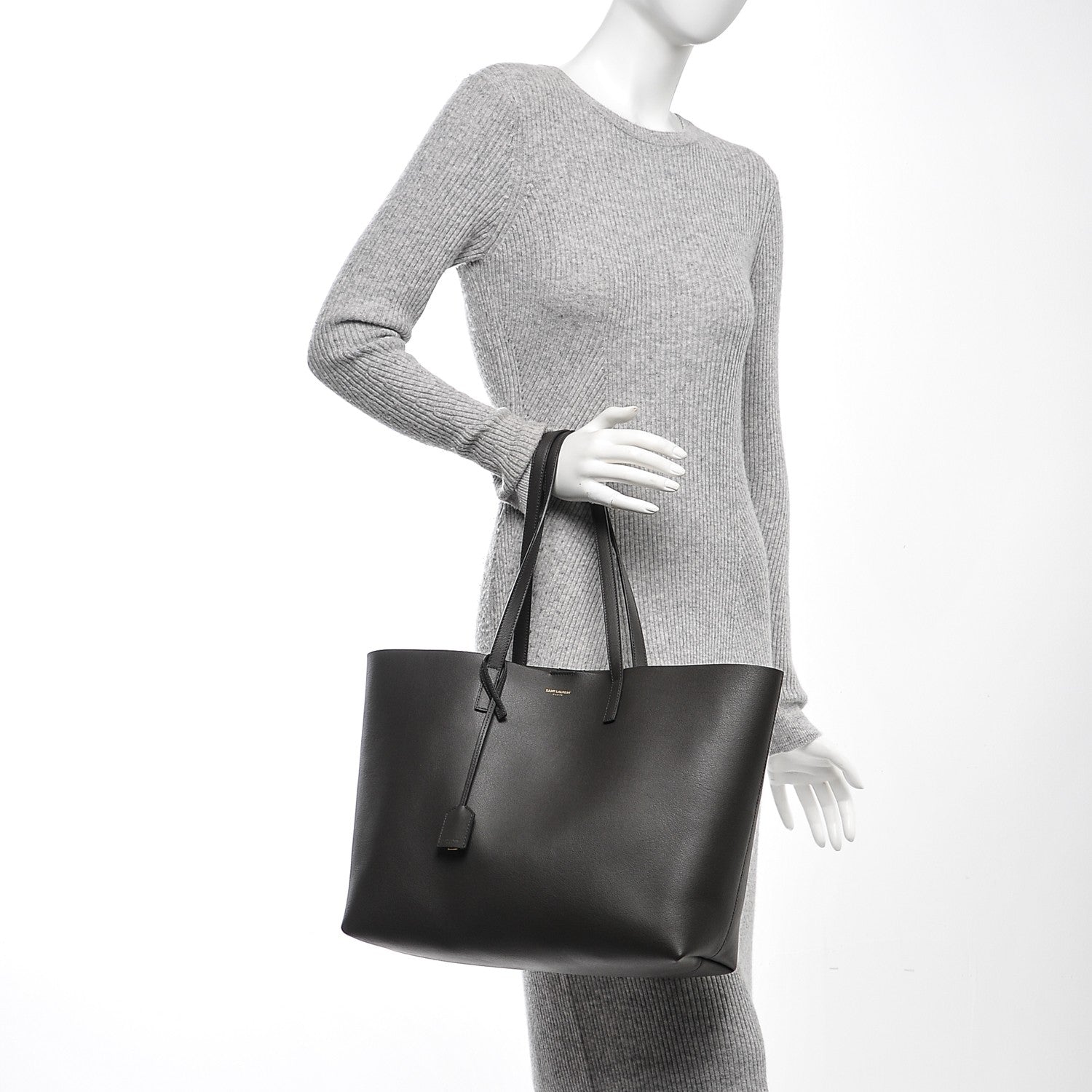 Saint Laurent Calfskin Large Shopping Tote Coal 2 of 7