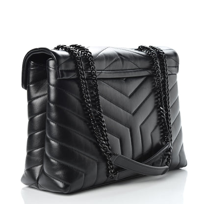 Saint Laurent Calfskin Y Quilted Monogram Medium Loulou Chain Satchel Black 3 of 10