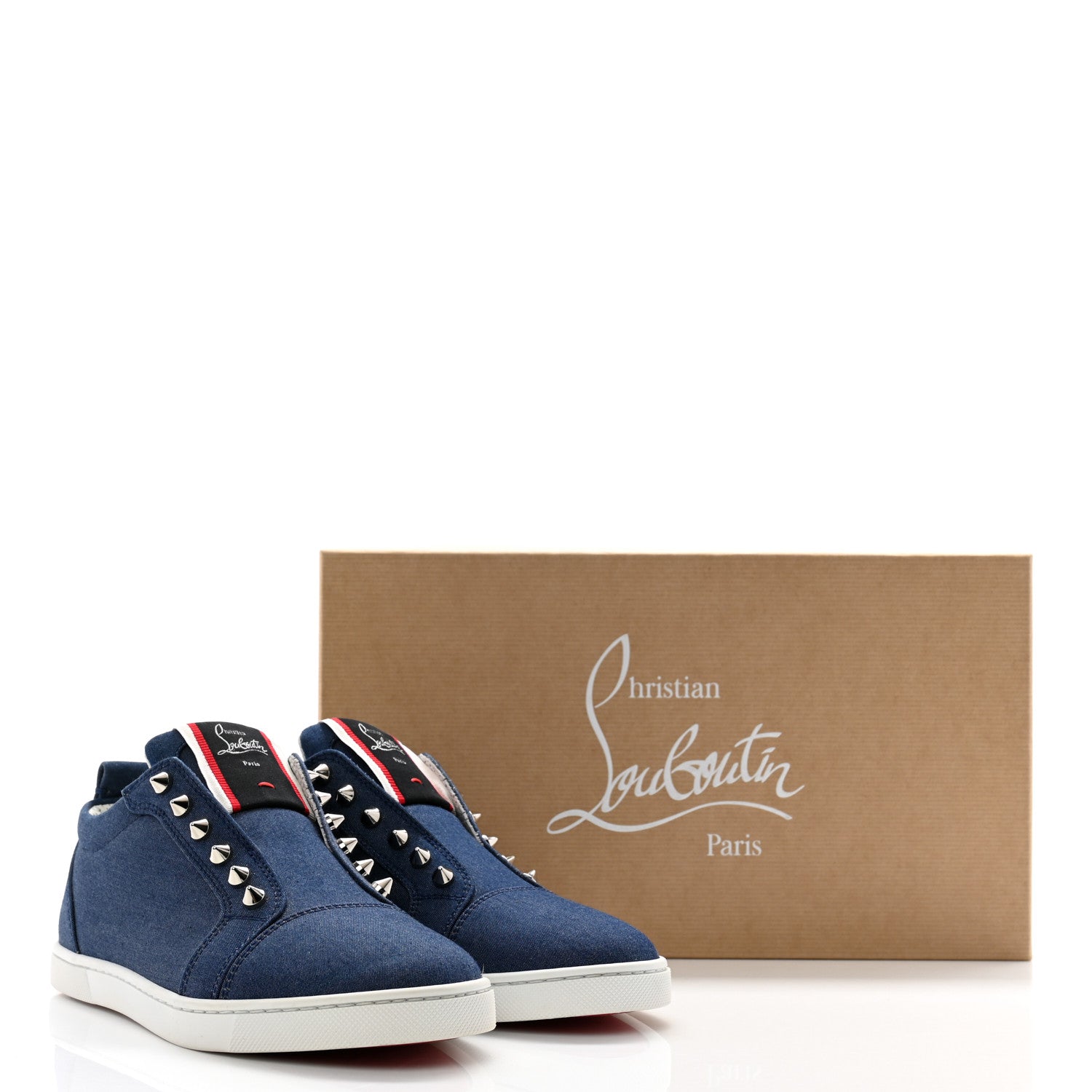 Christian Louboutin Denim Womens Fique A Vontade Sneakers 37.5 Light Blue 10 of 10