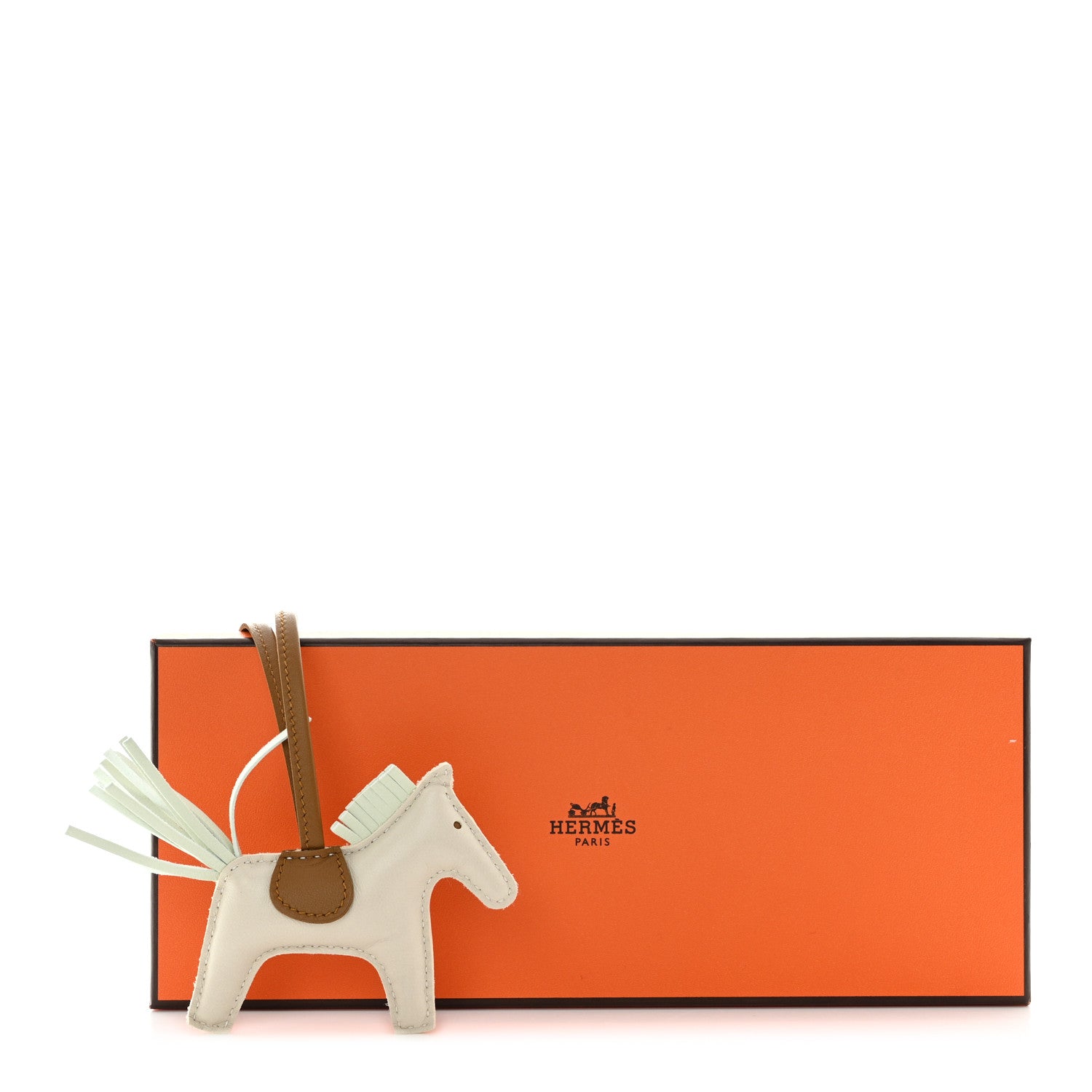 Hermes Milo Lambskin Grigri Rodeo Horse Bag Charm PM Craie Vert Fizz Kraft 4 of 4