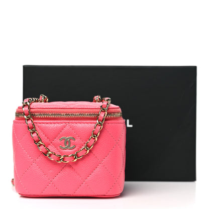 Chanel Caviar Quilted Mini Vanity Case With Chain Pink 11 of 11