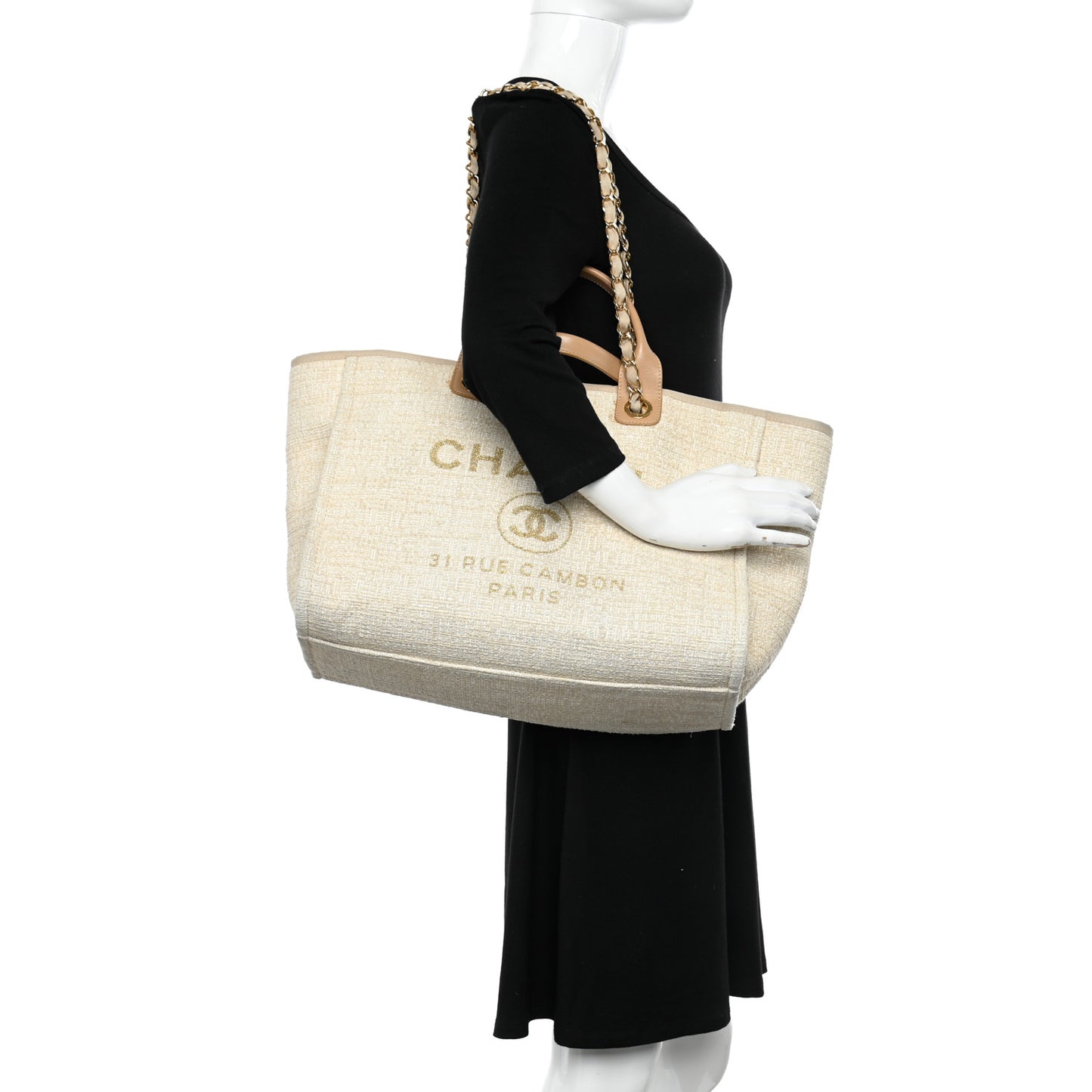 Canvas Medium Deauville Tote Light Beige