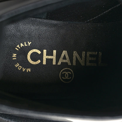 Chanel Shiny Calfskin Pearl Lace Up Combat Short Boots 35.5 Black 8 of 8