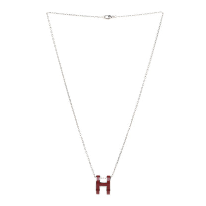 Hermes Palladium Lacquered Pop H Pendant Necklace Rouge H 3 of 8
