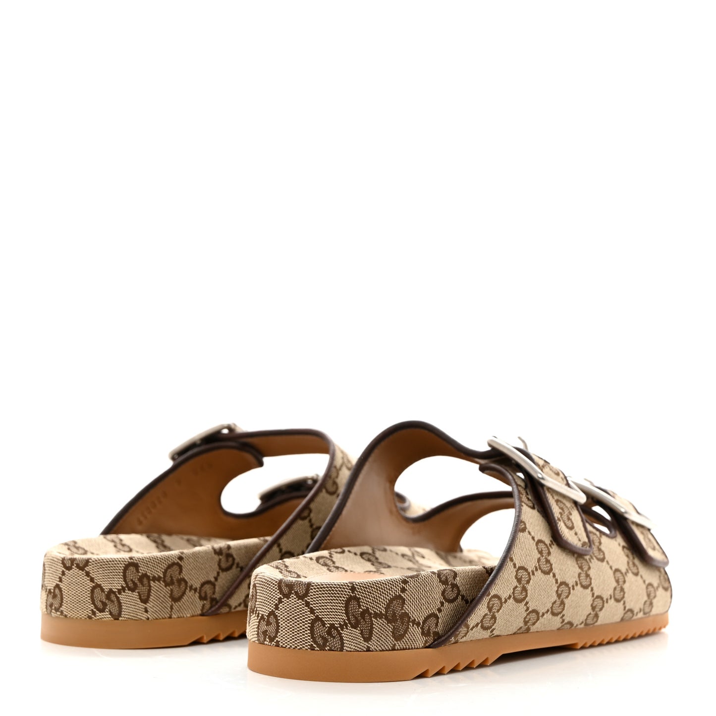 GG Monogram Lavaredo Eco Fabric Mens Slide Sandals With Straps 9 Beige Ebony Light Brown