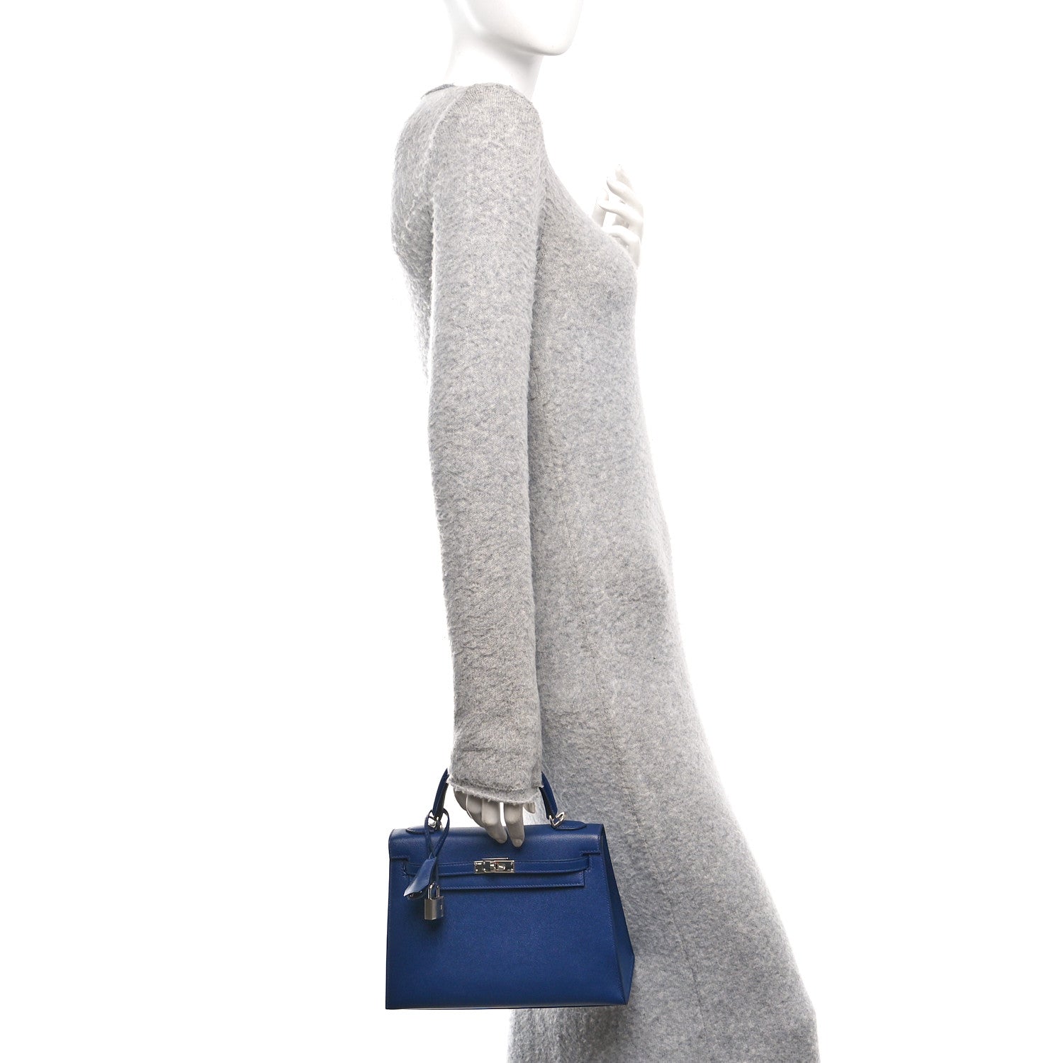 Hermes Madame Calfskin Kelly Sellier 25 Bleu Encre 2 of 13