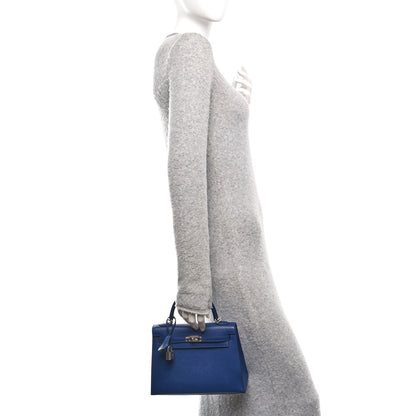 Hermes Madame Calfskin Kelly Sellier 25 Bleu Encre 2 of 13