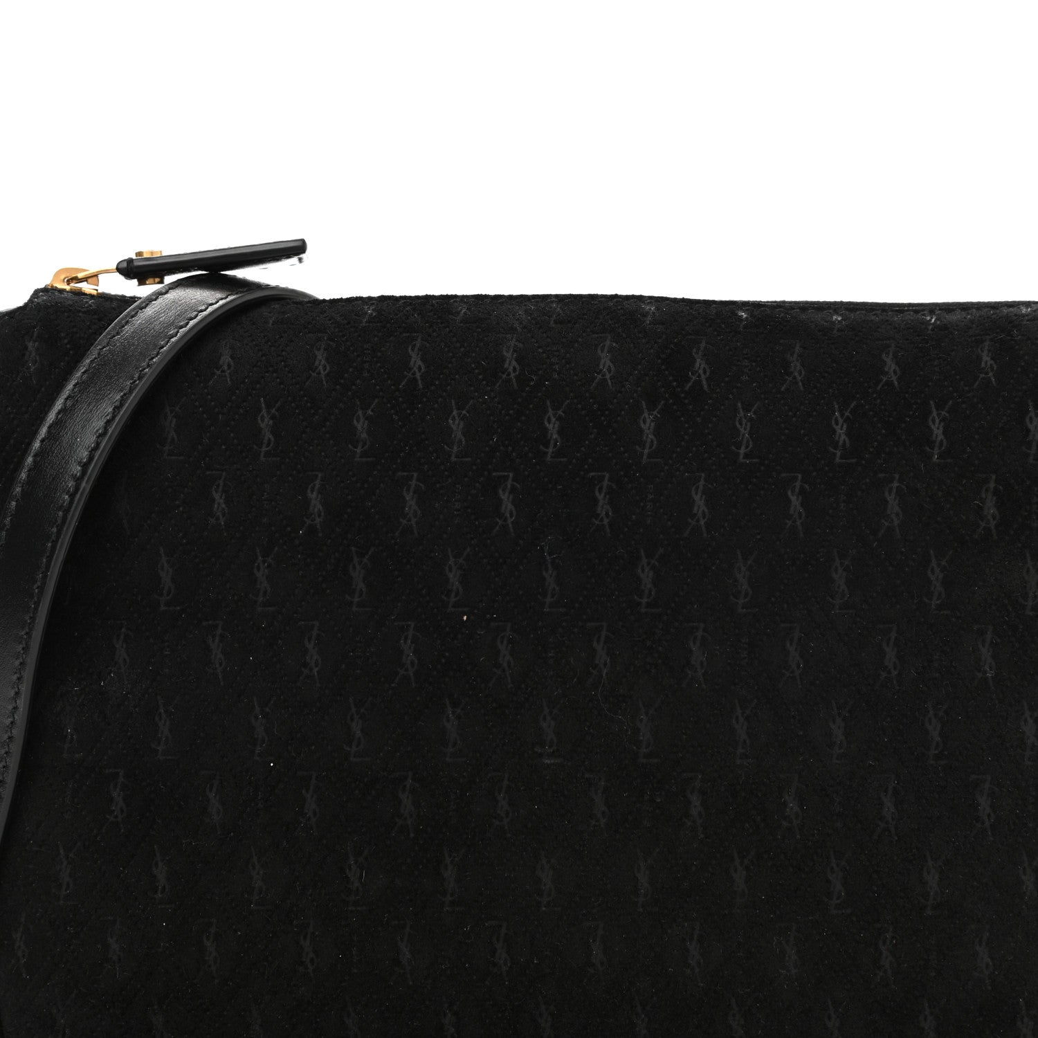 Saint Laurent Suede All-Over Monogram Crossbody Black 8 of 10