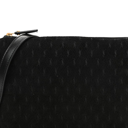 Saint Laurent Suede All-Over Monogram Crossbody Black 8 of 10