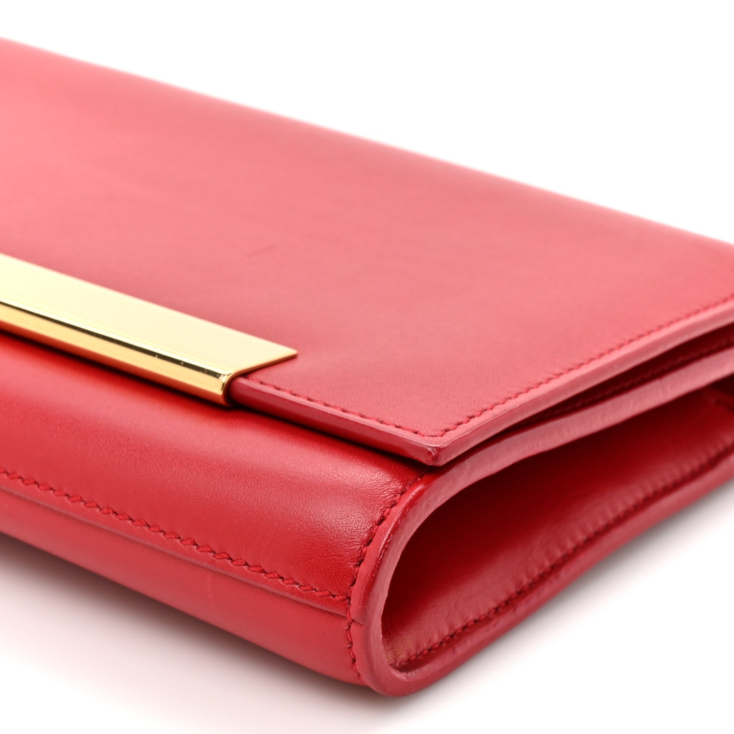Saint Laurent Calfskin Lutetia Flap Clutch Red 9 of 11