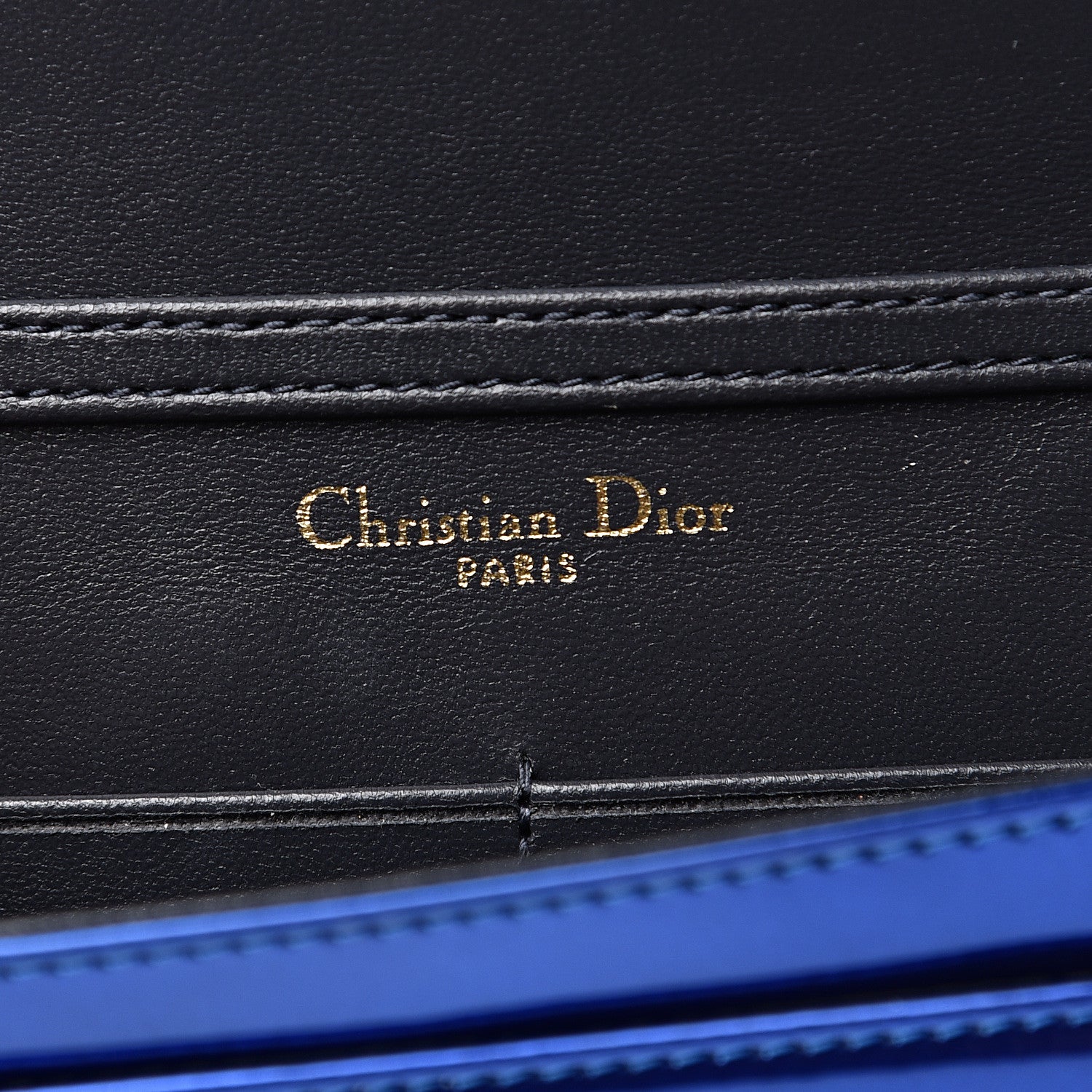 Christian Dior Metallic Patent Micro-Cannage Diorama Wallet on Chain Pouch Mirror Blue 5 of 7