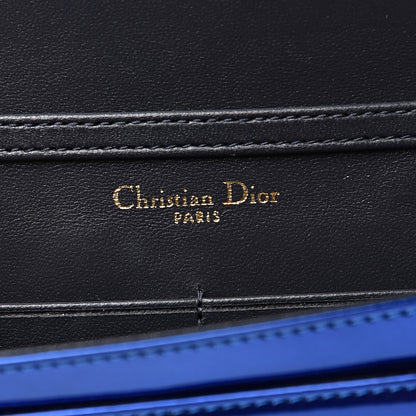 Christian Dior Metallic Patent Micro-Cannage Diorama Wallet on Chain Pouch Mirror Blue 5 of 7