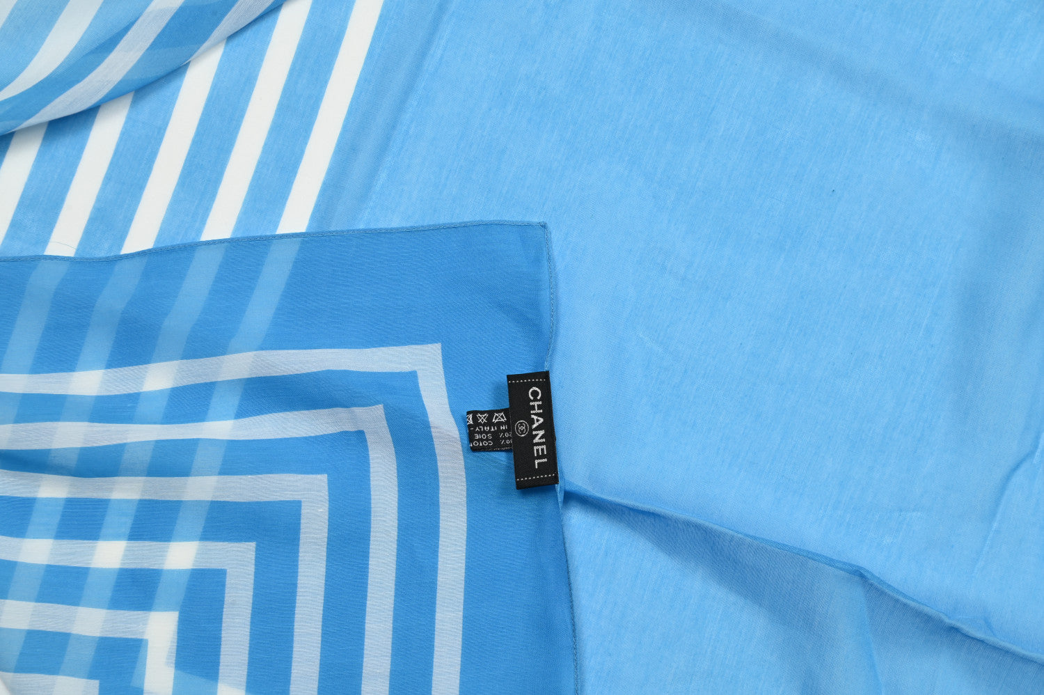 Chanel Cotton Silk CC Scarf Blue 5 of 5