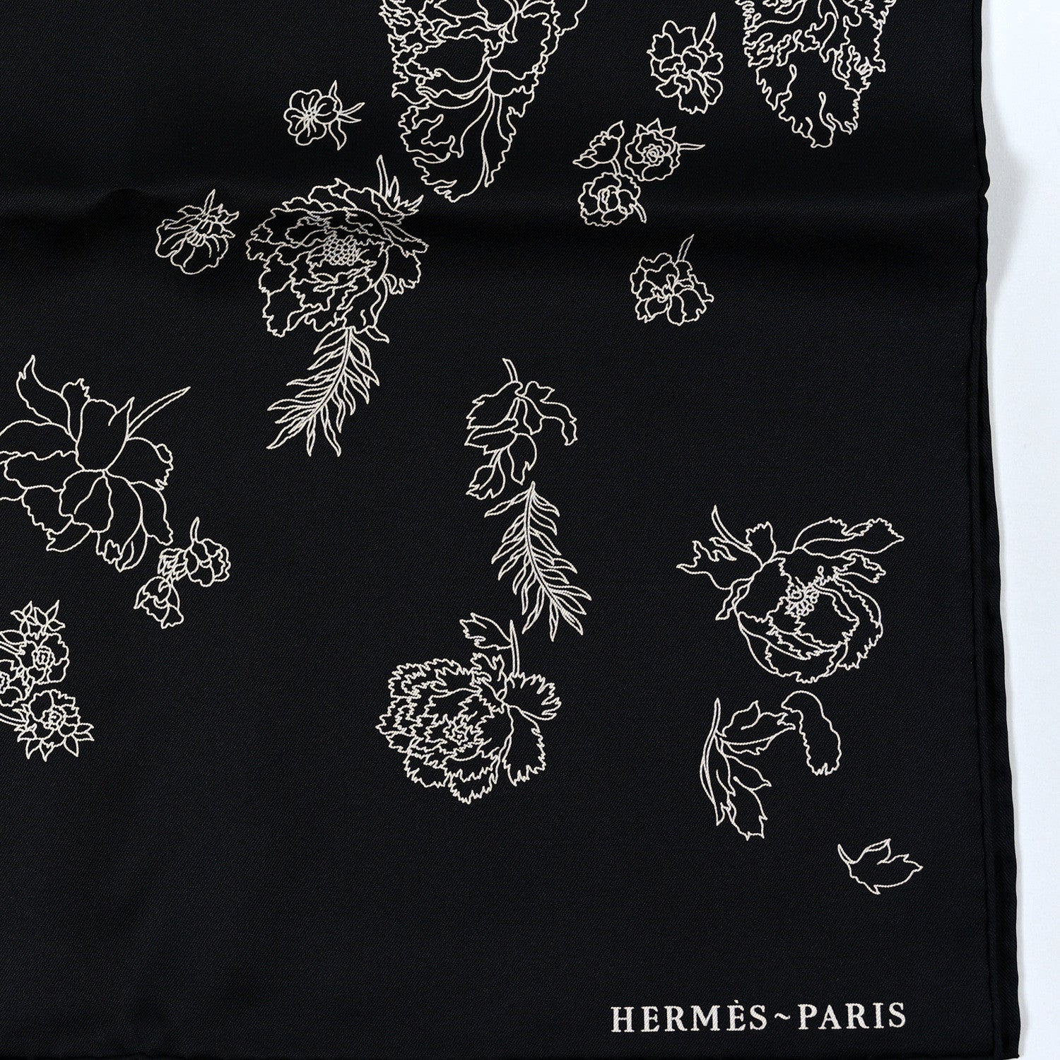 Hermes Silk Twill Robe Legere Scarf 90 Black White 2 of 3