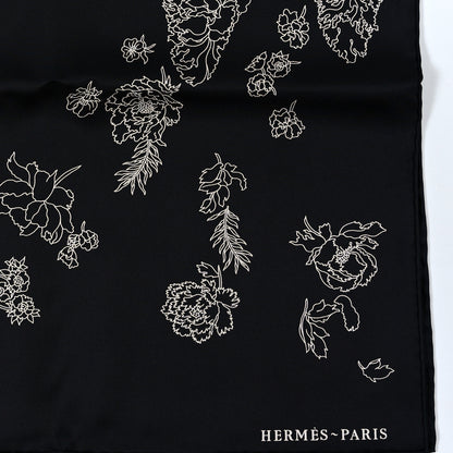 Hermes Silk Twill Robe Legere Scarf 90 Black White 2 of 3