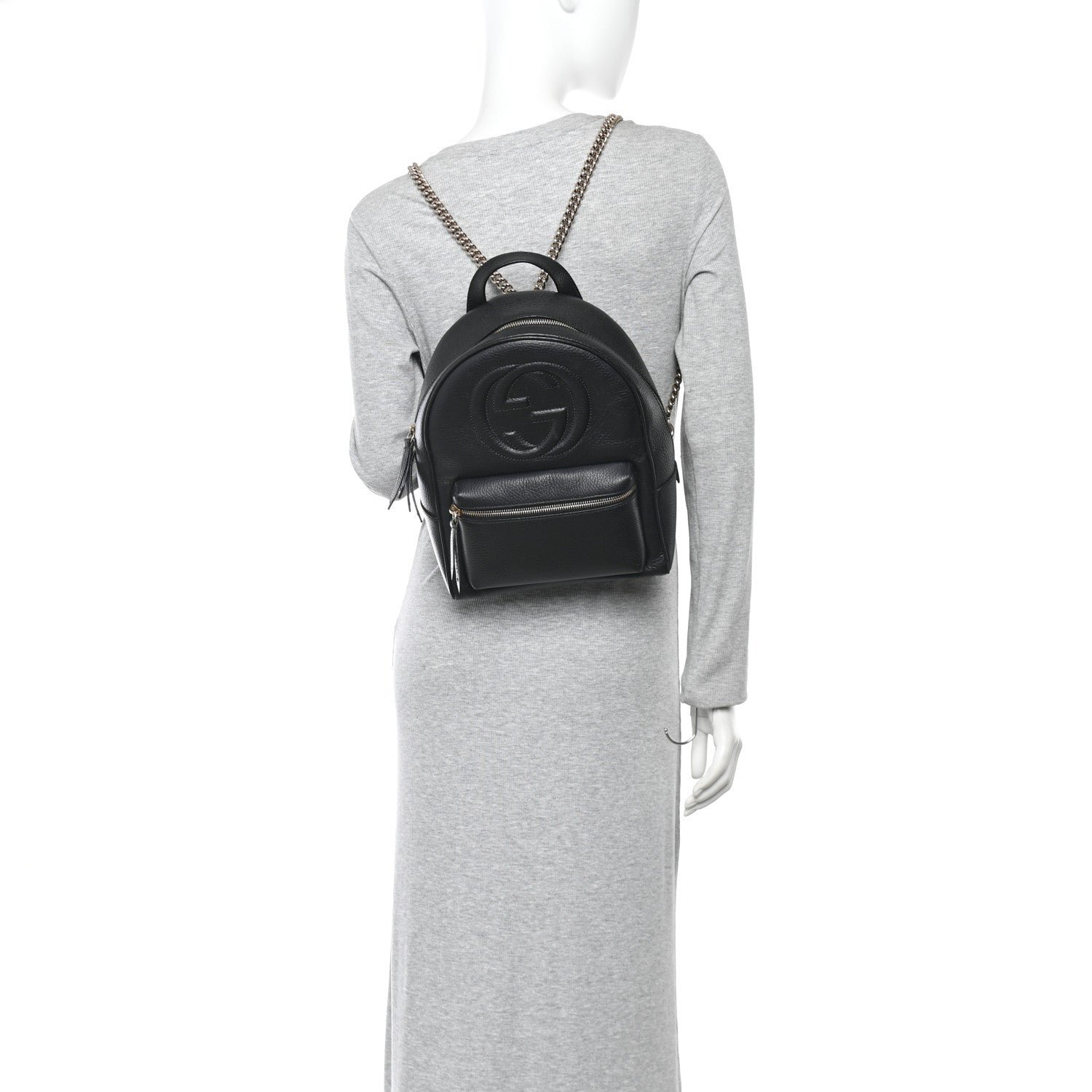 Gucci Pebbled Calfskin Soho Chain Backpack Black 2 of 15