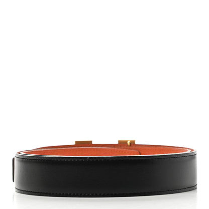 Hermes Box Togo 32mm Guilloche H Belt 90 Black Orange 2 of 7