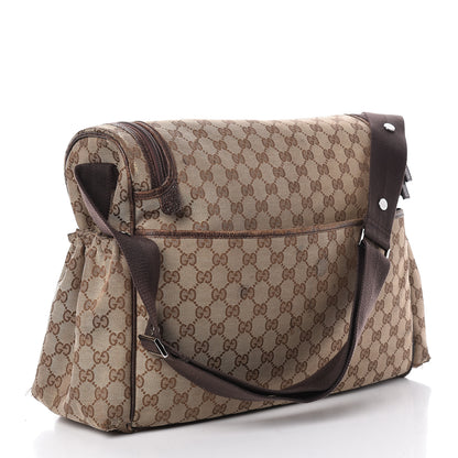 Gucci Monogram Natural Pigskin Large Diaper Bag Beige Ebony Cocoa Dark Chocolate 4 of 32