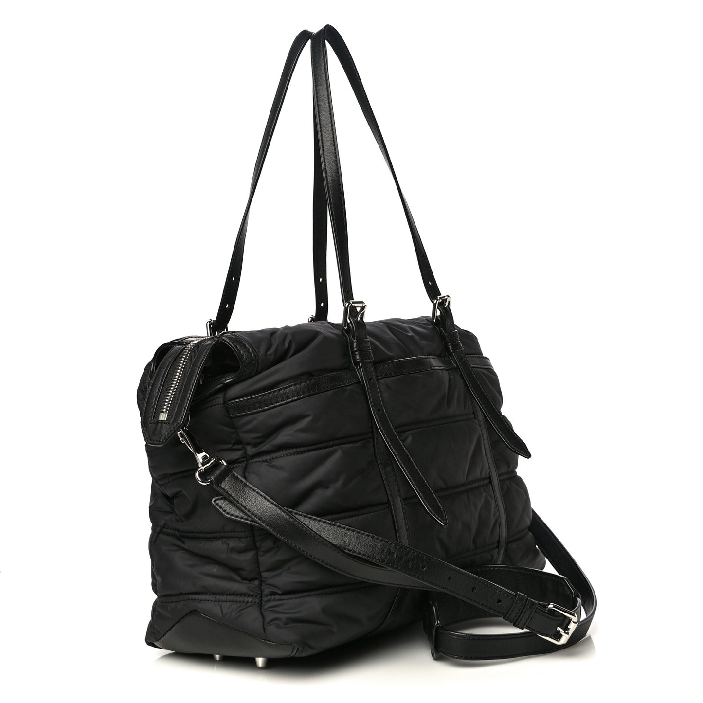 Nylon House Check Quilted Abbey Diaper Bag Black