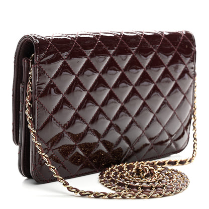 Chanel Patent Quilted Golden Class Wallet on Chain WOC Burgundy 3 of 9