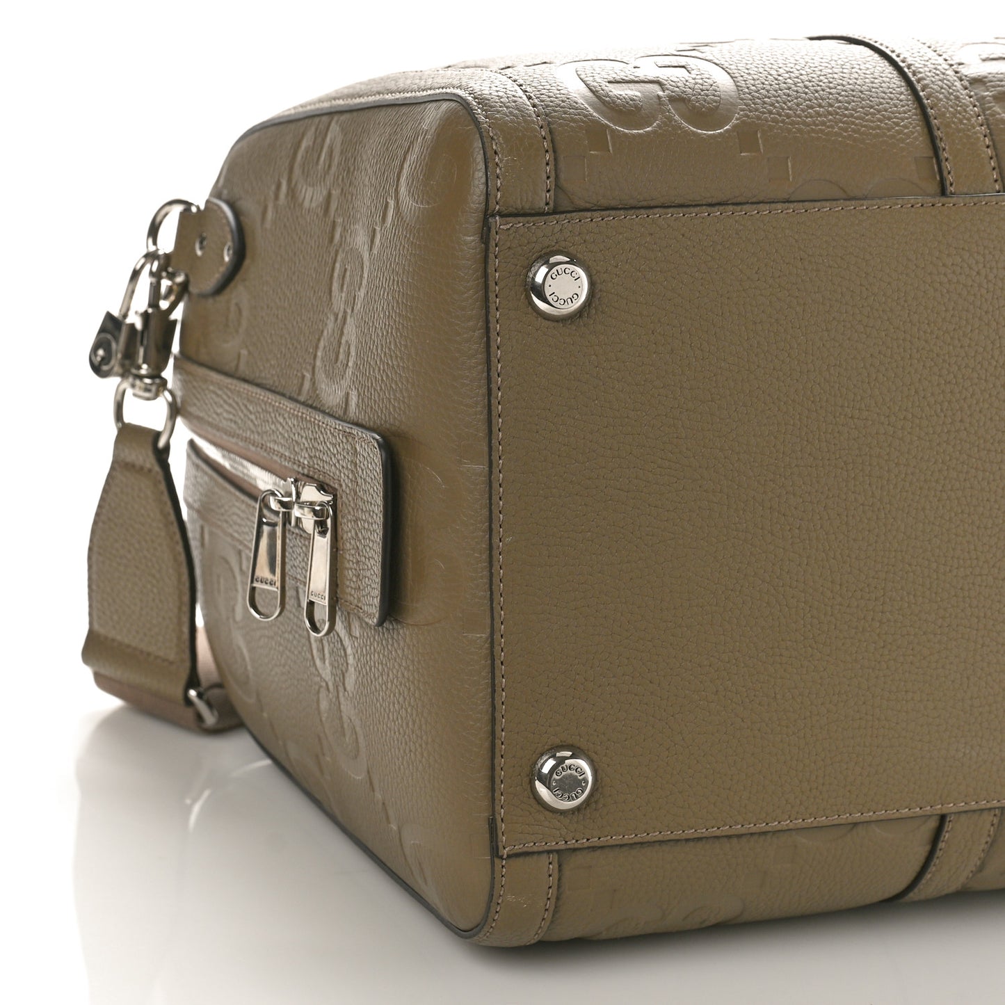 Piuma Calfskin Jumbo GG Embossed Large Duffle Bag Taupe