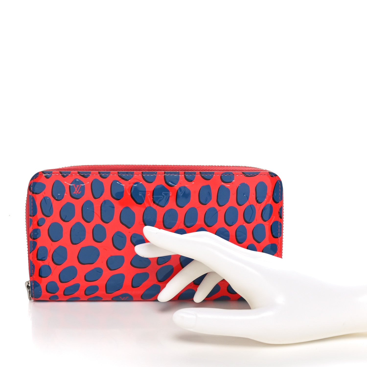 Louis Vuitton Vernis Jungle Dots Zippy Wallet Coquelicot Denim 2 of 10