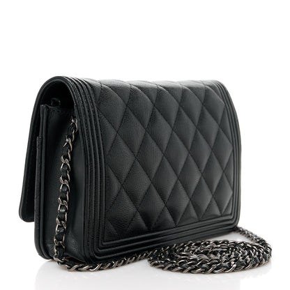 Chanel Calfskin Quilted Boy Wallet On Chain WOC Black 3 of 12