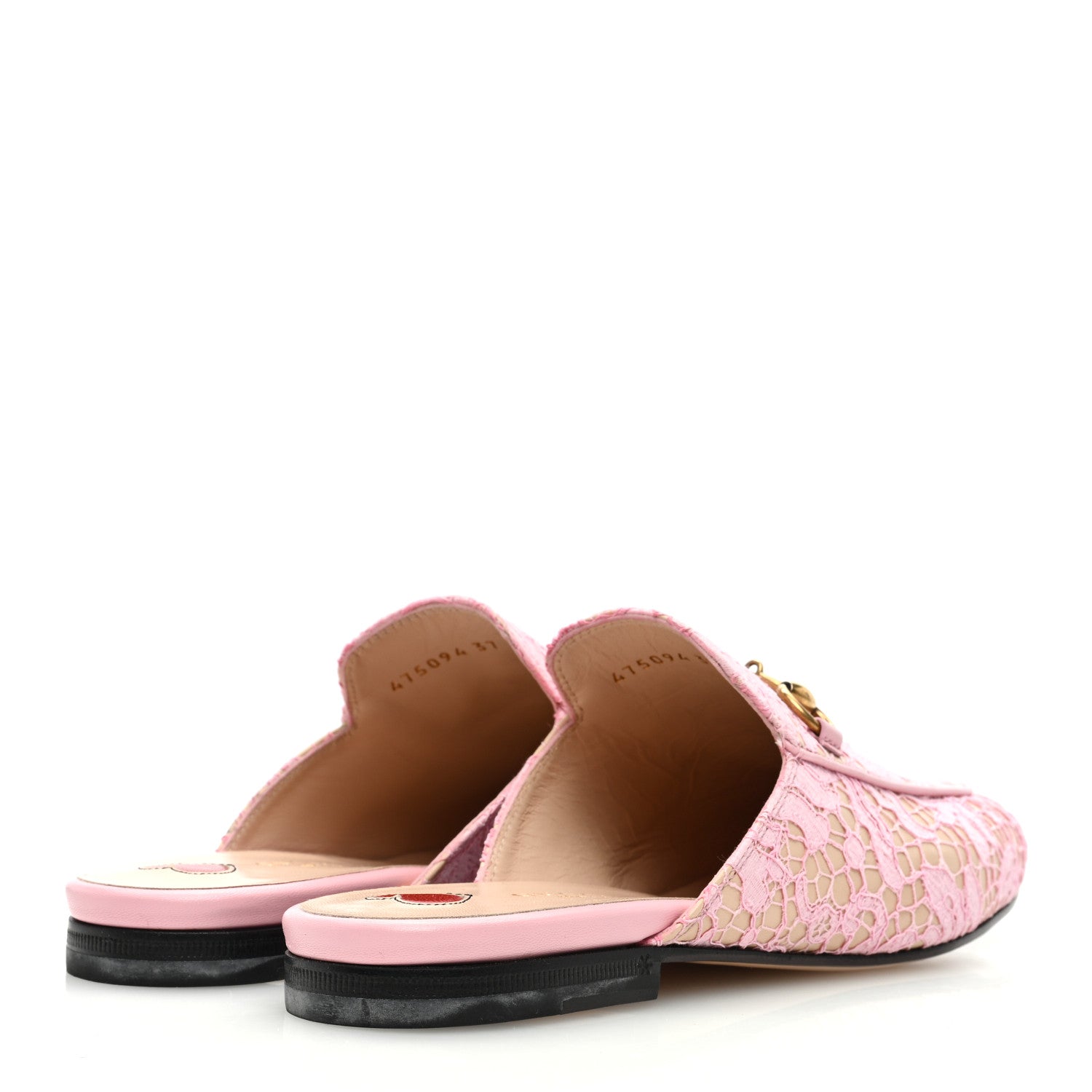 Gucci Lace Malaga Kid Womens Princetown Slippers 37 Sugar Pink Skin Rose 4 of 10