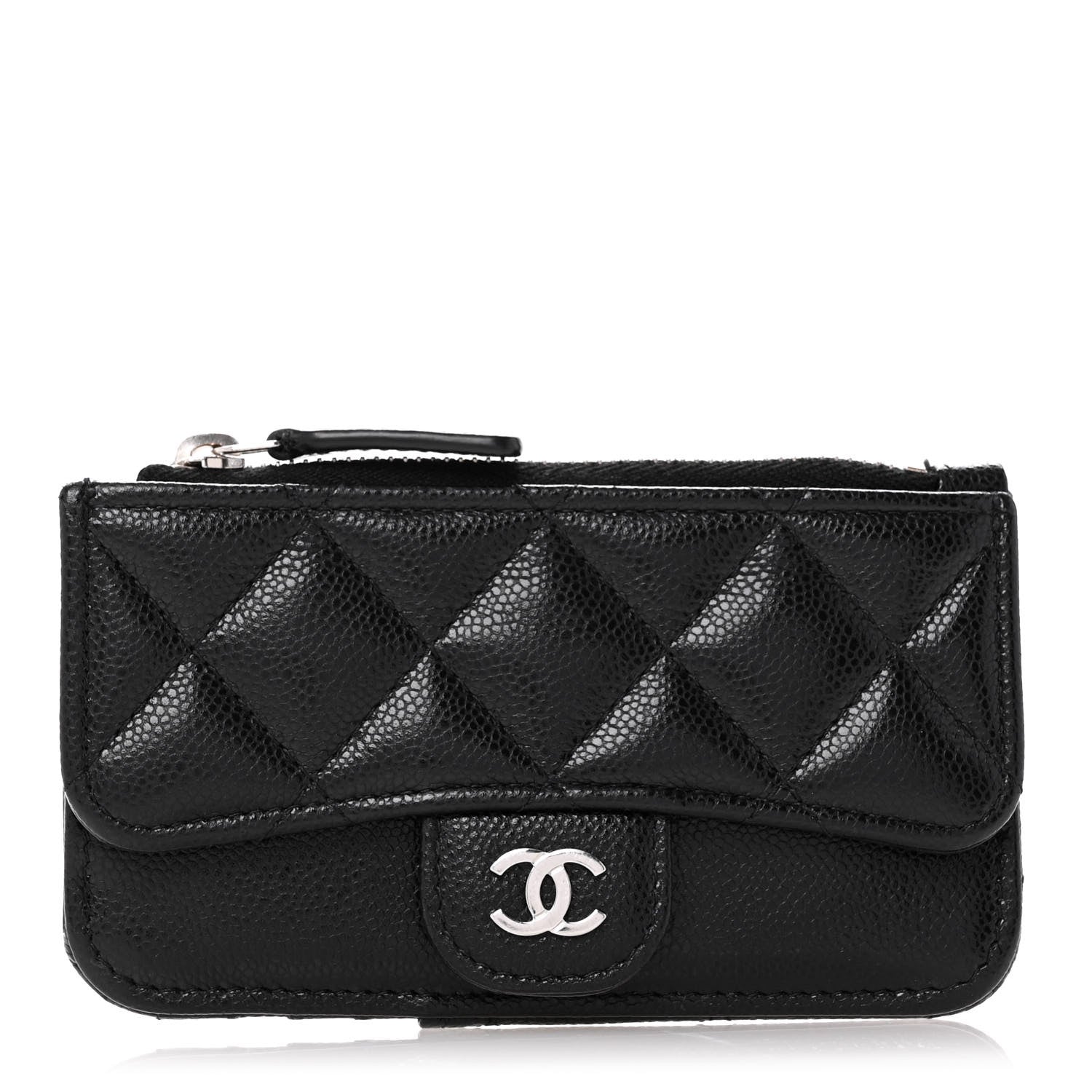 Chanel Caviar Quilted Flap Zip Card Holder Black 1 of 11