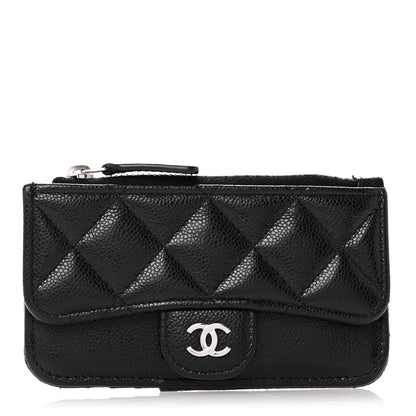 Chanel Caviar Quilted Flap Zip Card Holder Black 1 of 11